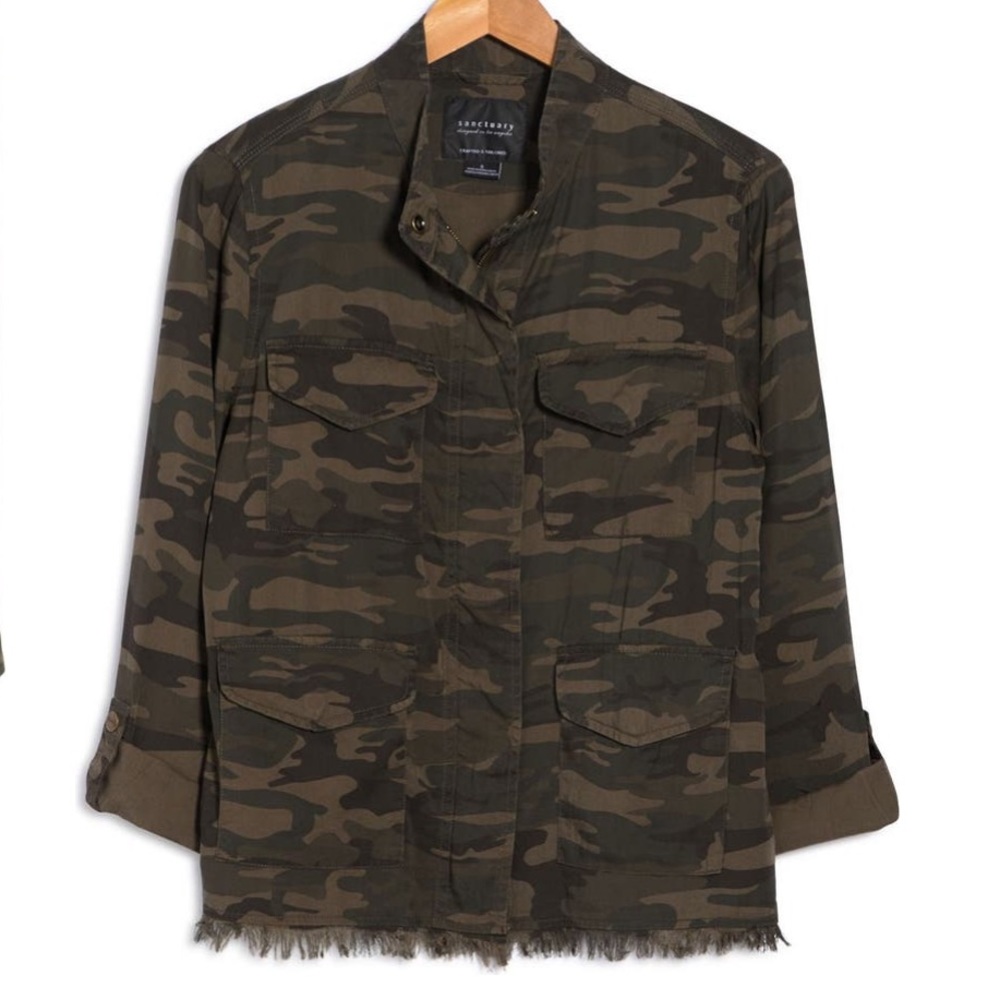 Sanctuary Frey Hem Camo Utility Jacket